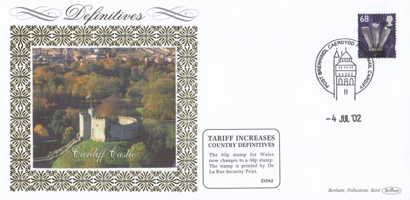 2002 (07) 68p Welsh Regional - Benham D392 - Cardiff Philatelic Counter H/S