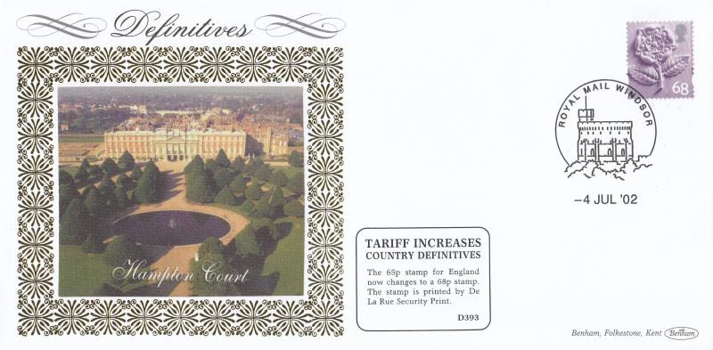 2002 (07) 68p English Regional - Benham D393 - Windsor Philatelic Counter H/S