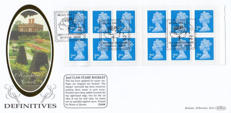 2002 (07) 2nd Class NVI Booklet - Benham D398 - Self Adhesive Stamps, Hampton H/S
