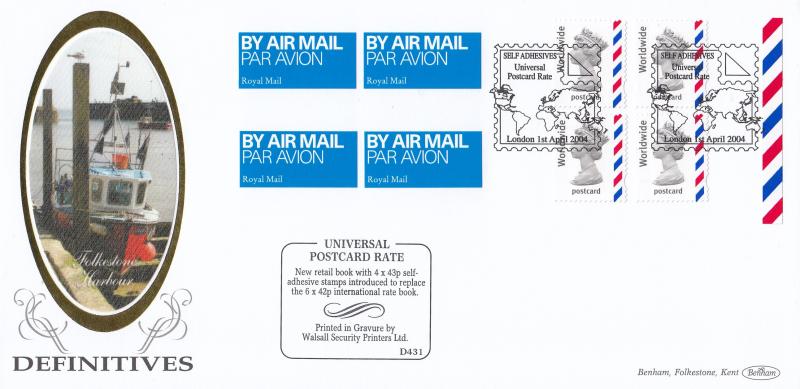 2004 (04) Universal Postcard Rate - Benham D431 - Self Adhesives, London H/S