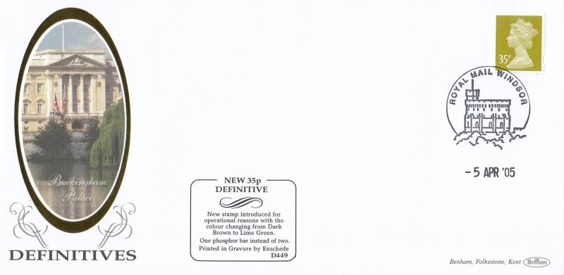 2005 (04) 35p Definitive Colour Change - Benham D449 - Windsor Philatelic Counter H/S