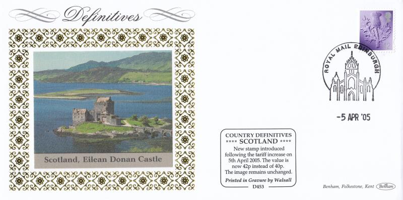 2005 (04) Scottish Regional 42p - Benham D453 - Edinburgh Philatelic Counter H/S