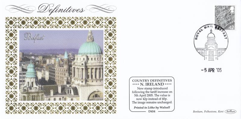 2005 (04) Northern Ireland Regional 42p - Benham D454 - Belfast Philatelic Counter H/S