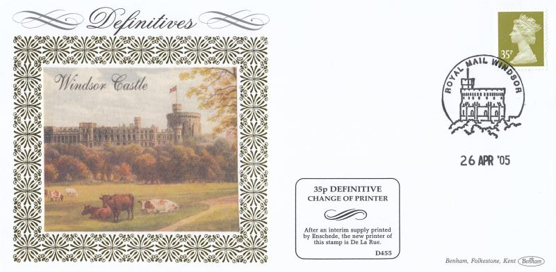 2005 (04) 35p Definitive Change of Printer to De La Rue - Benham D455 - Windsor Philatelic Counter H/S
