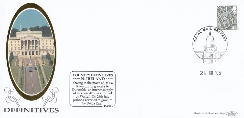 2005 (07) Northern Ireland Regional 42p - Benham D460 - Belfast Philatelic Counter H/S